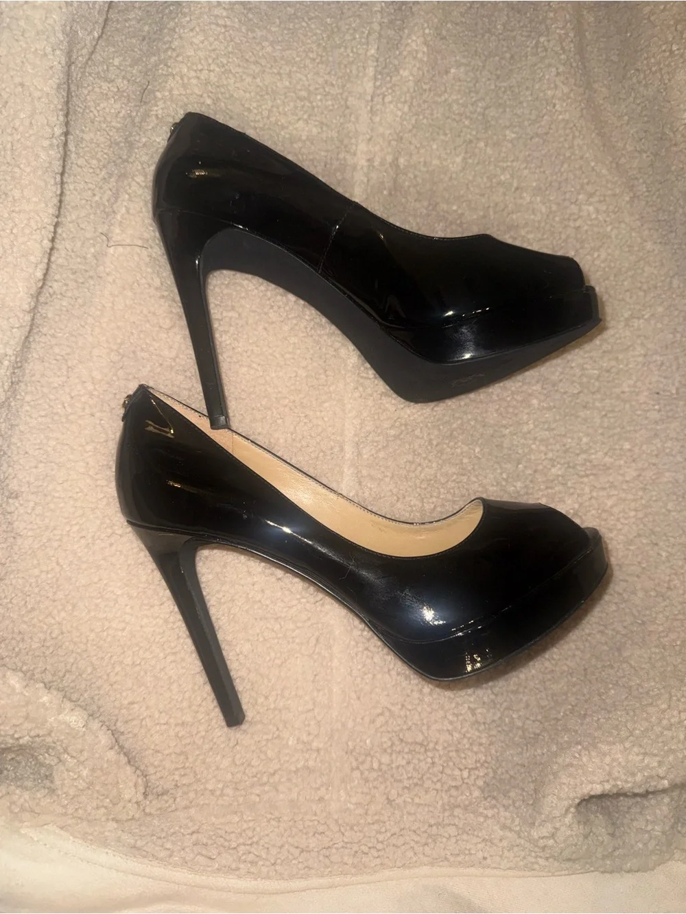 Michael Kors Black Patent Peep-Toe Heels